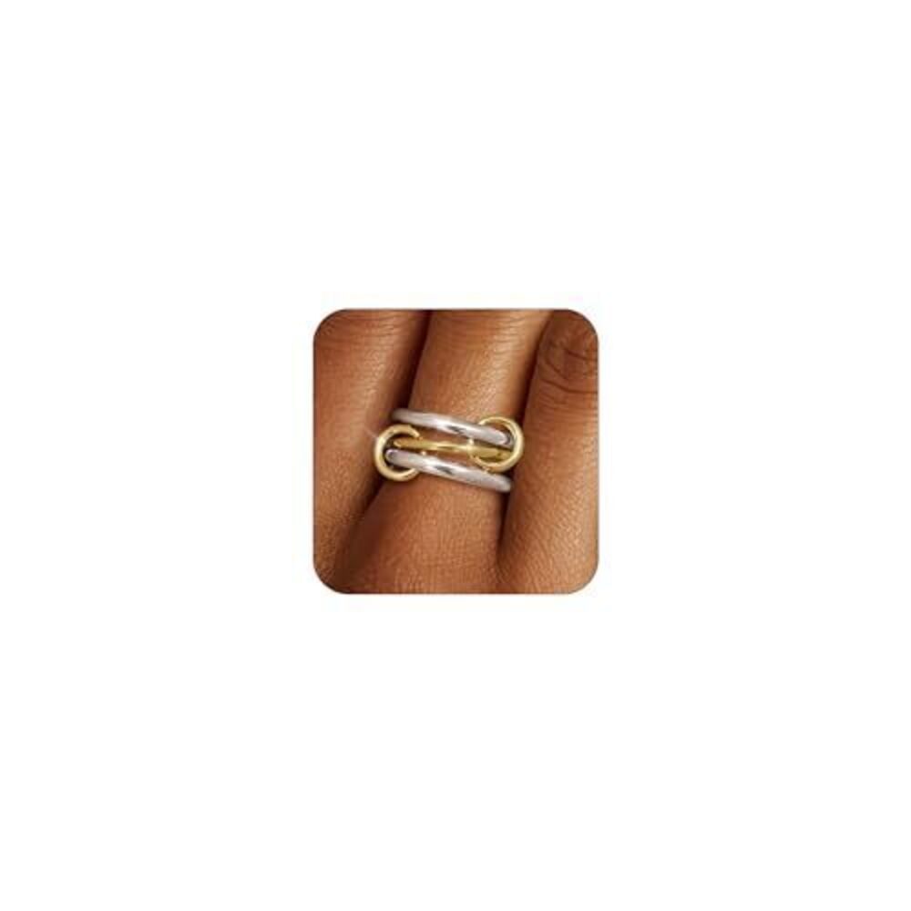 6956 Stackable Gold Rings 18K Gold Plated Interlocking Ring Stack Set Gold